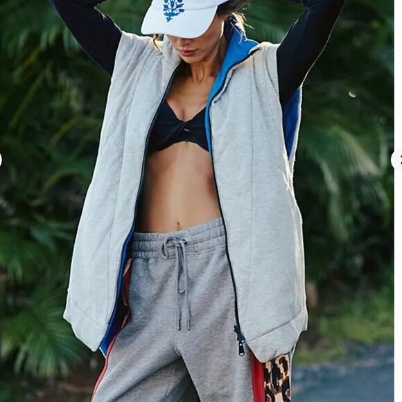 #7 NWT Free People Slalom Reversible Fleece in Stellar Blue - Picture 3 of 11